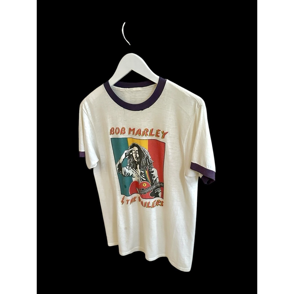 1979 Bob Marley And Wailers Vintage Ringer Tshirt‎ Sz Large Distressed